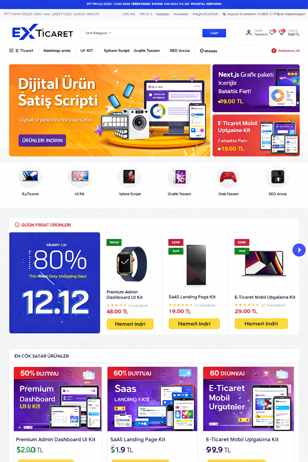 Ex Genel E-Ticaret Yazılımı (Tüm Sektörlere Uyarlanabilir)